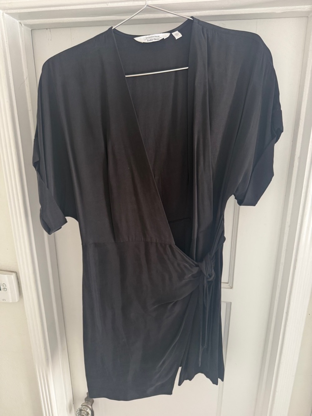 Silky wrap style mini dress